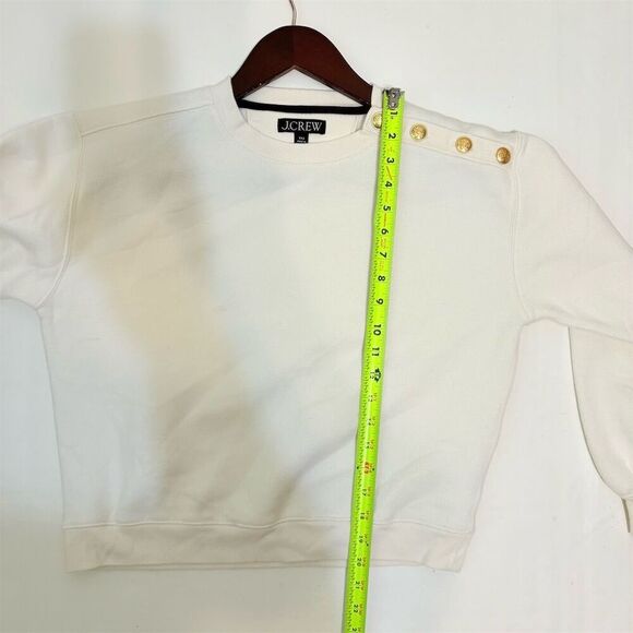 J. Crew Women's 2XS White  Sweatshirt with Buttons - Picture 7 of 10